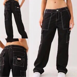 NWT New $139 True Religion MILITARY SINGLE NEEDLE CARGO Black Pants Size 30